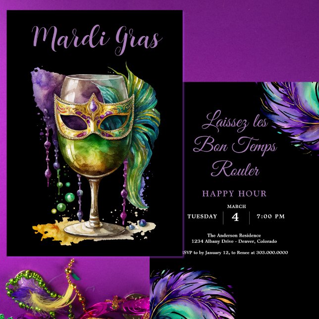 Convite Mardi Gras Mask (Criador carregado)