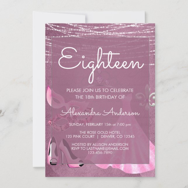 Convite Mardi Gras Mask Purple Mascarada Festa de aniversá (Frente)