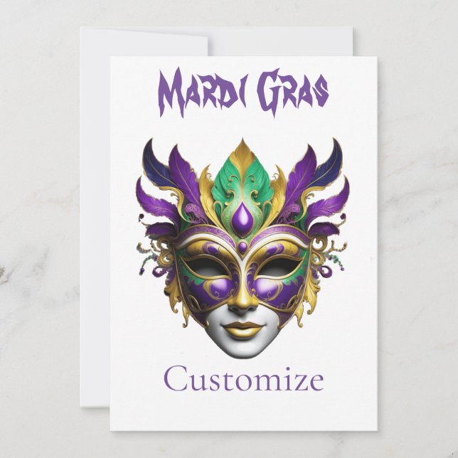 Convite Mardi Gras Mask Thunder_Cove (Frente)