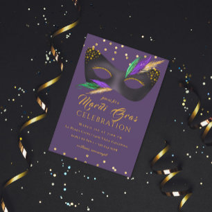 Convite Mardi Gras para festas de fantasia