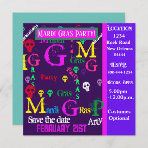 Convite MARDI GRAS Party