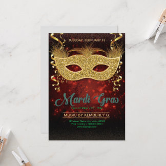 Convite Mardi Gras Party Flyer Template 