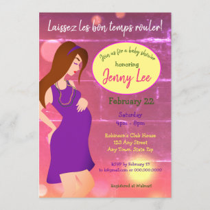 Convite Mardi Gras Themed Baby Bump Inventa Cabelo Marrom