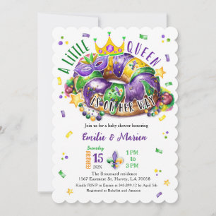 Convite Mardi Gras Uma Pequena Rainha