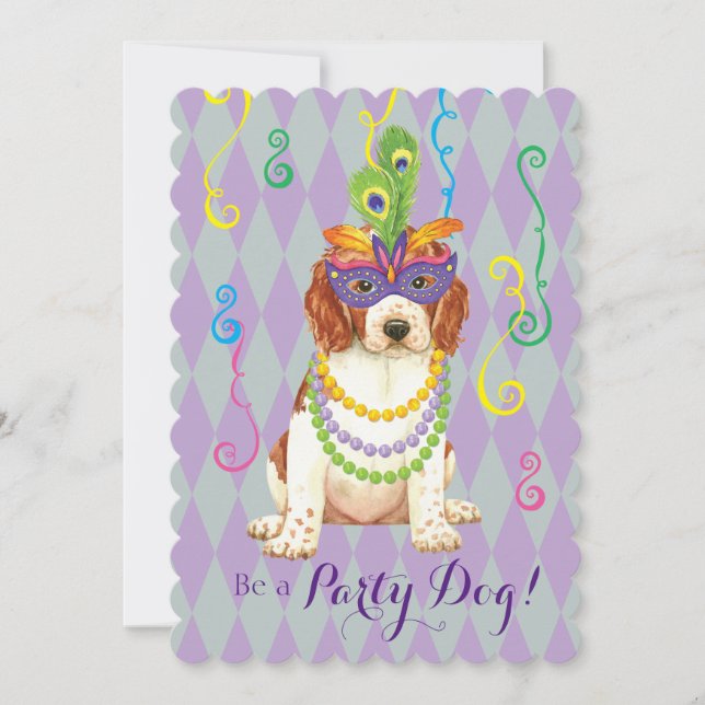 Convite Mardi Gras Welsh Springer Spaniel (Frente)