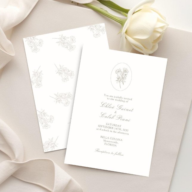 Convite Marfim Branco | Casamento Oval Botânico (Criador carregado)