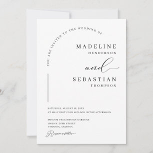 Convite Marfim Branco Elegante Arco Moderno Foto Casamento