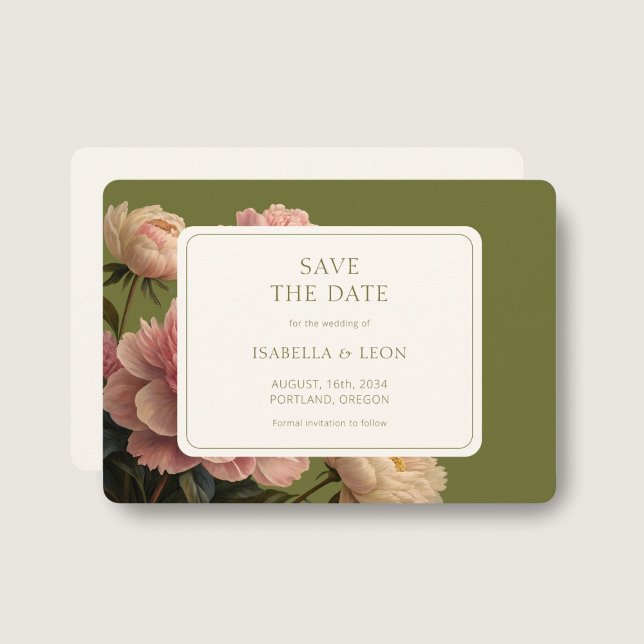 Convite Marfim | Casamento de Rosa da Olive Green (Criador carregado)
