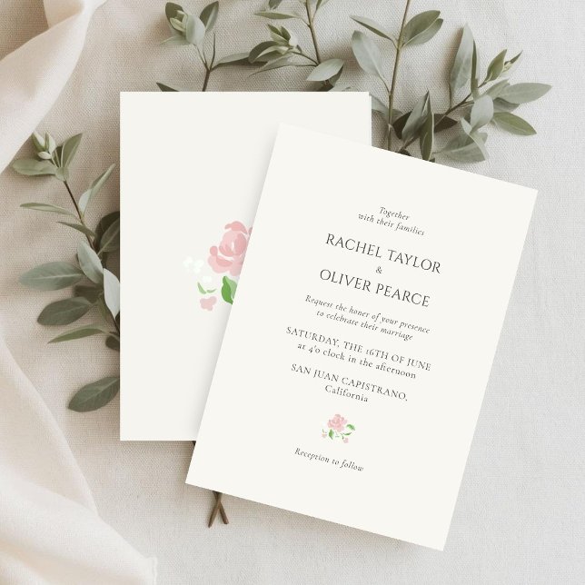 Convite Marfim | Chic Floral Casamento Aquarela  (Criador carregado)