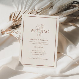 Convite Marfim Clássico e Taupe | Casamento Luxuoso Neutro