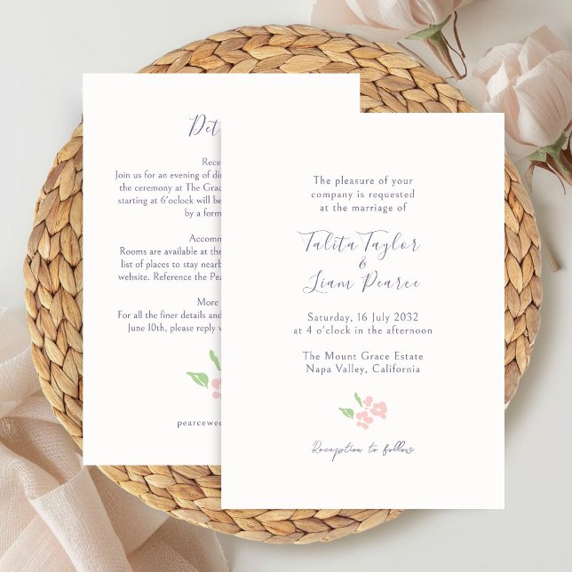 Convite Marfim | Combo de Detalhes de Casamento Floral em  (Criador carregado)