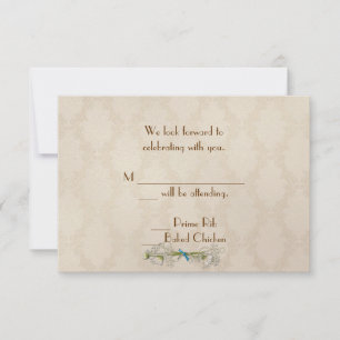 Convite Marfim Damask e Margaridas RSVP