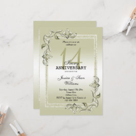 Convite Marfim Gema e Brilho 14º Aniversário de Casamento