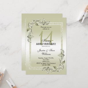 Convite Marfim Gema e Brilho 14º Aniversário de Casamento
