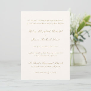 Convite Marfim limpo e casamento elegante Dourado