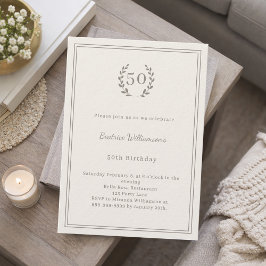 Convite Marfim taupe monogramado luxuoso aniversário elega