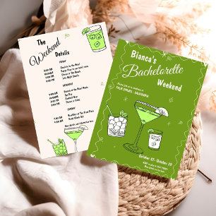 Convite Marg & Matrimony Bachelorette Weekend Itinerário