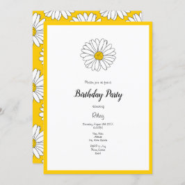 Convite Margarida Amarela e Branca e Padrão 2