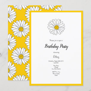 Convite Margarida amarela e branca e teste padrão 2