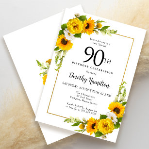 Convite Margarida Branca Amarela 90 Floral Aniversário