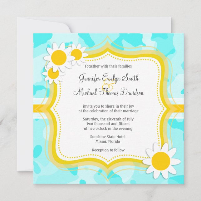 Convite Margarida em Celeste Camo; Camouflage (Frente)