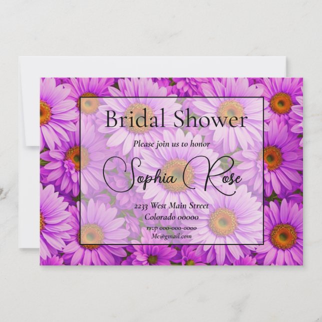 Convite Margarida floral magenta-rosa-escura elegante (Frente)