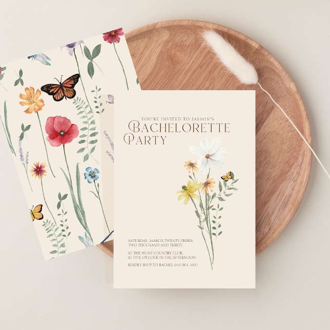 Convite Margarida Whimsical Festa de solteira de flor selv (Whimsical Daisy Wildflower Bachelorette Party Invitation)