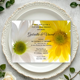 Convite Margaridas Amarelas e Brancas Brunch Pós-Casamento