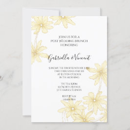 Convite Margaridas Amarelas Pálidas Brunch Pós-Casamento