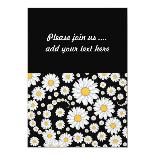 Convite Margaridas Brancas Bonitos No Fundo Preto Zazzle Com Br