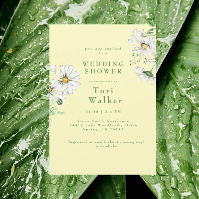 Convite Margaridas Brancas Chuva de Casamento Amarela e Br (Criador carregado)