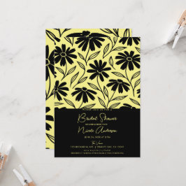Convite Margaridas Tinta Preta Chuveiro de Noiva Boho Amar