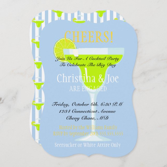 Convite Margarita e Limões Fiesta Bridal Cocktail (Frente/Verso)