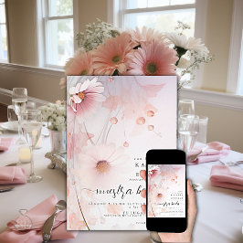 Convite Margarita Rosa Blush Bilíngue/Rubor rosa margarita