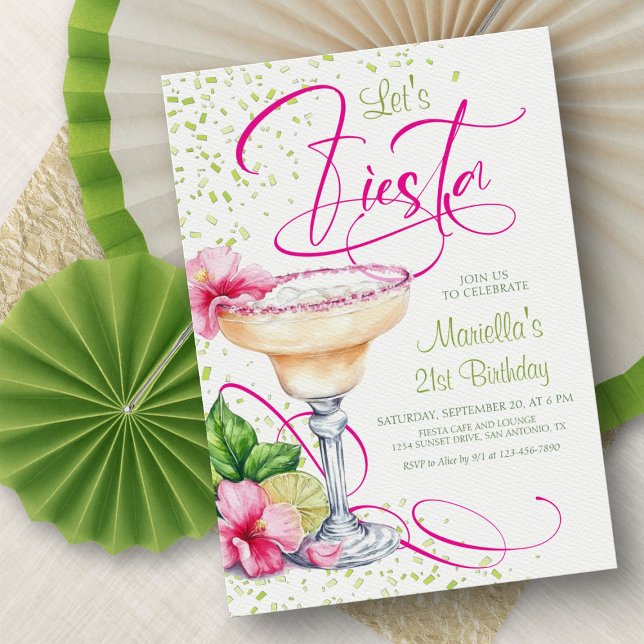 Convite Margarita Tropical Floral Birthday Invitation (Criador carregado)