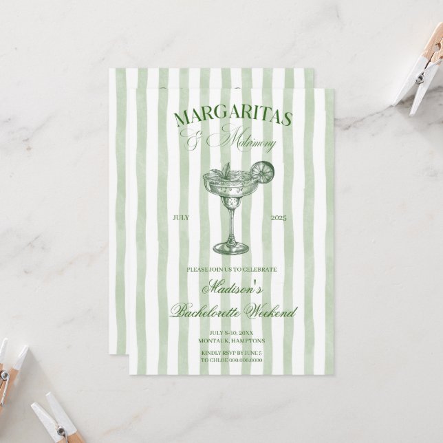 Convite Margaritas and lime Bridal shower (Frente/Verso In Situ)