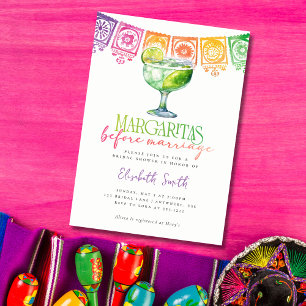Convite Margaritas antes da Festa de Noivado Fiesta Chá de