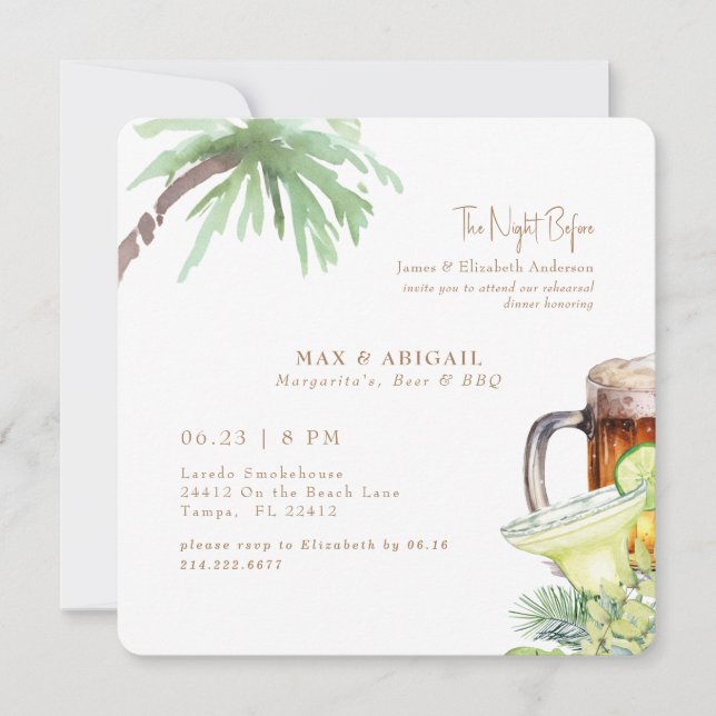 Convite Margaritas Beer e CHURRASCO tropicais antes (Frente)