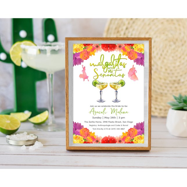 Convite Margaritas com minha Senorita Floral (Criador carregado)