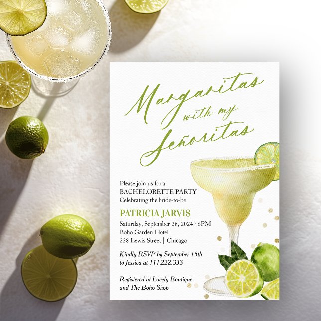Convite Margaritas Com Minhas Señoritas Festa de Despedida (Criador carregado)