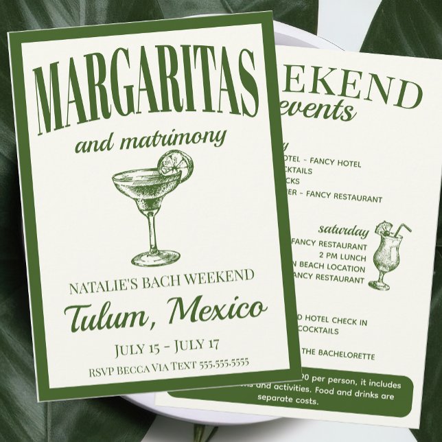 Convite Margaritas E Matrimony Social Cocktail Itinerário (Criador carregado)