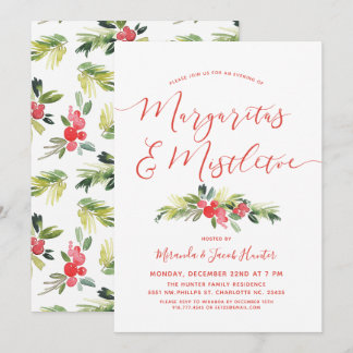 Convite Margaritas e Mistletoe | Festa de Natal