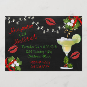 Convite Margaritas e Mistletoe Lights Party Convidam