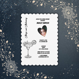 Convite Margens negras e brancas e foto noiva matrimonial