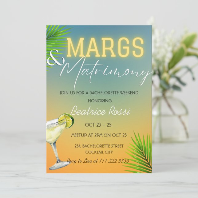 Convite Margs e Matrimony Bachelorette (Em pé/Frente)