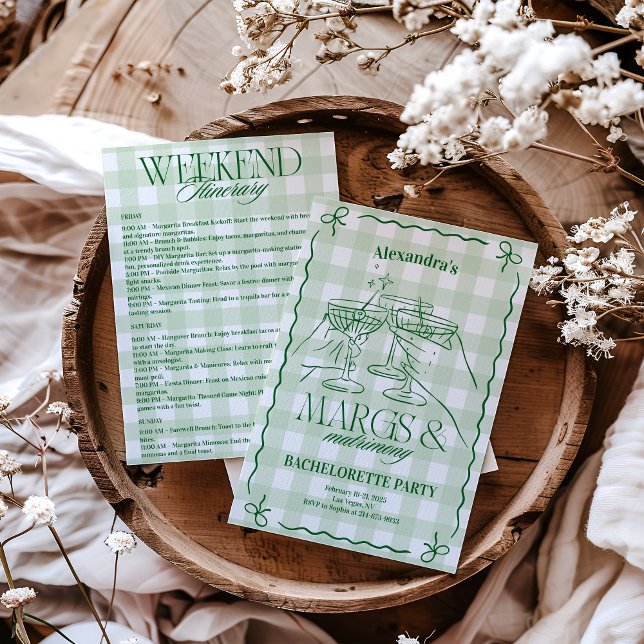 Convite Margs E Matrimony Bachelorette Itinerary (Criador carregado)