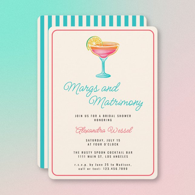 Convite Margs e Matrimony Cocktails Retro Chá de panela (Criador carregado)
