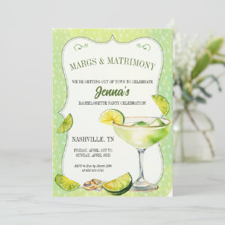 Convite Margs e Matrimony Festa de solteira Itinerário