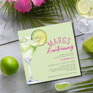 Convite Margs e Matrimony Verde limão Pink Chá de panela