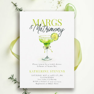 Convite Margs Matrimônio Margaritas Lime Chic Chá de Noiva